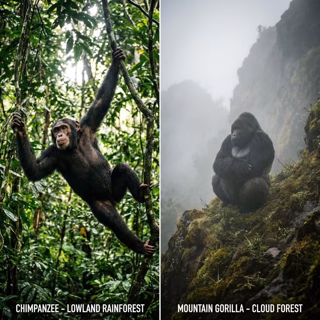 Chimpanzee Tracking vs Gorilla Trekking